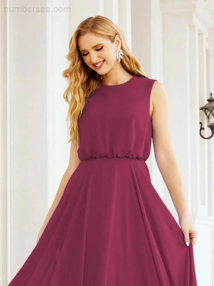 Numbersea Sleeveless Long Bridesmaid Dress A line Formal Evening Prom Gown 28025 - Image 135
