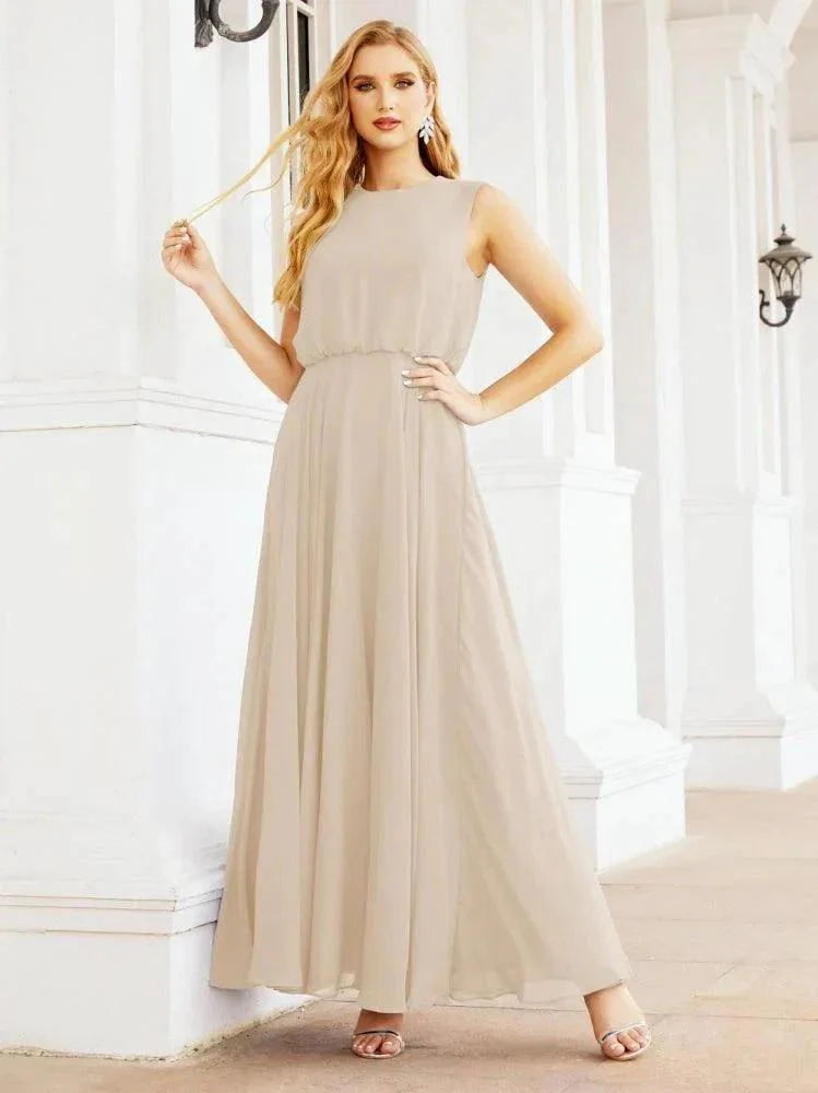 Numbersea Sleeveless Long Bridesmaid Dress A line Formal Evening Prom Gown 28025 - Image 137