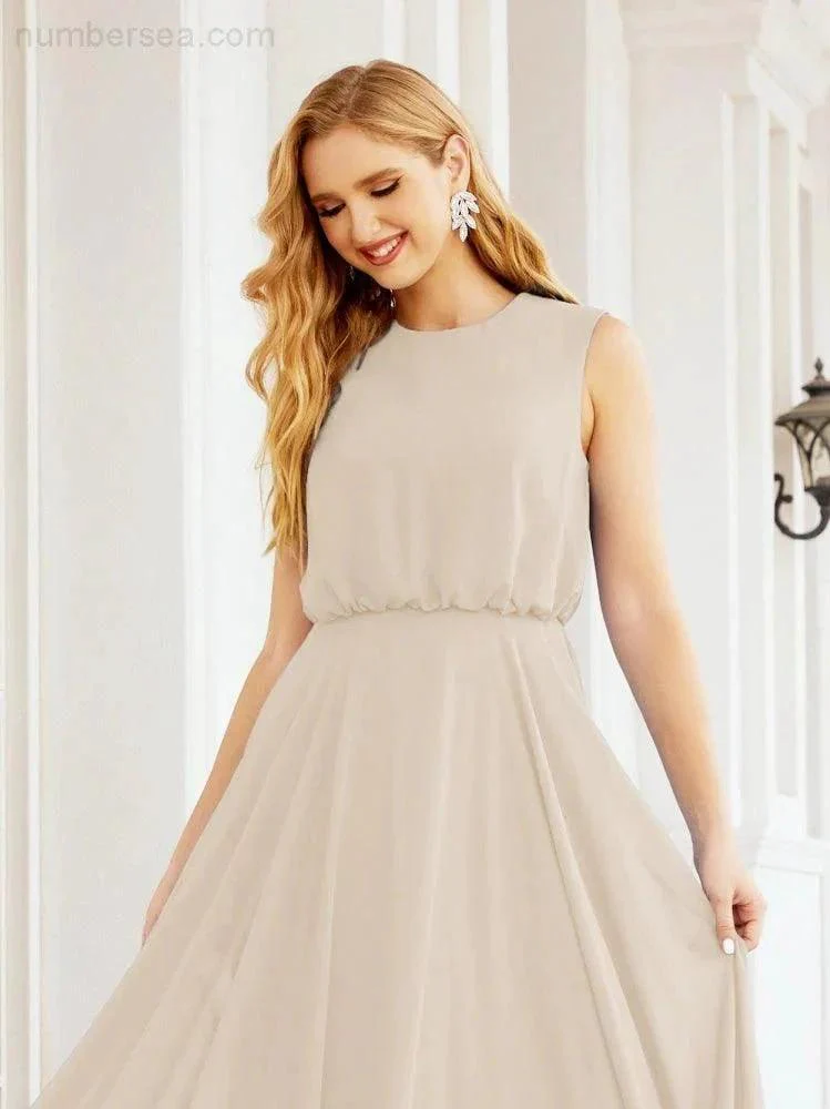 Numbersea Sleeveless Long Bridesmaid Dress A line Formal Evening Prom Gown 28025 - Image 139