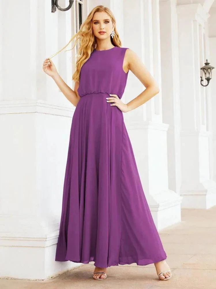 Numbersea Sleeveless Long Bridesmaid Dress A line Formal Evening Prom Gown 28025 - Image 141