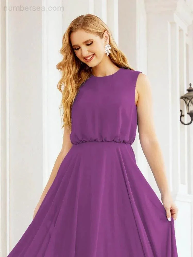Numbersea Sleeveless Long Bridesmaid Dress A line Formal Evening Prom Gown 28025 - Image 143