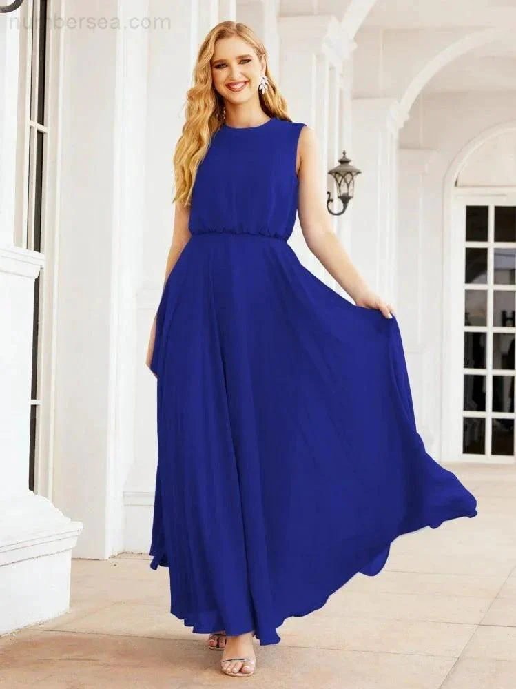 Numbersea Sleeveless Long Bridesmaid Dress A line Formal Evening Prom Gown 28025 - Image 148