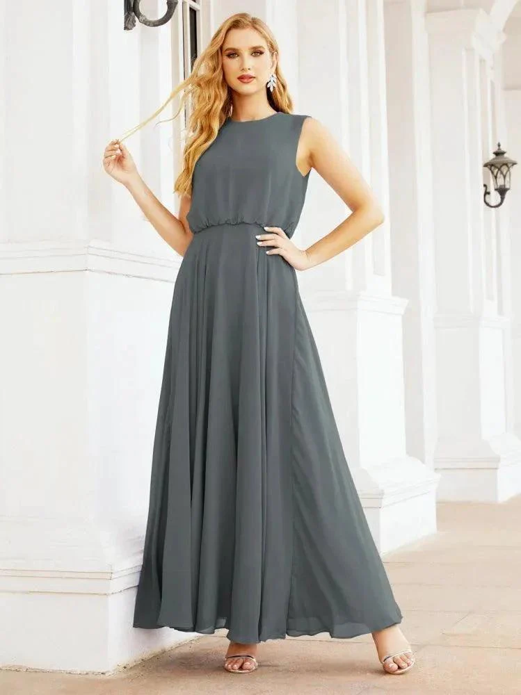 Numbersea Sleeveless Long Bridesmaid Dress A line Formal Evening Prom Gown 28025 - Image 149