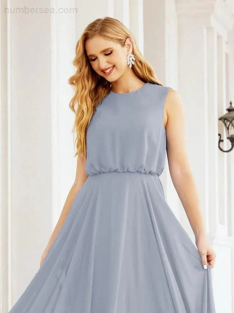 Numbersea Sleeveless Long Bridesmaid Dress A line Formal Evening Prom Gown 28025 - Image 15