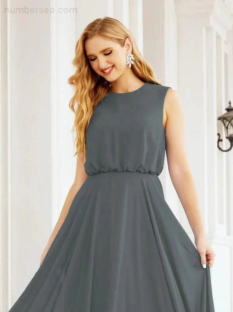 Numbersea Sleeveless Long Bridesmaid Dress A line Formal Evening Prom Gown 28025 - Image 151