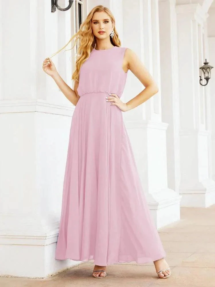 Numbersea Sleeveless Long Bridesmaid Dress A line Formal Evening Prom Gown 28025 - Image 153