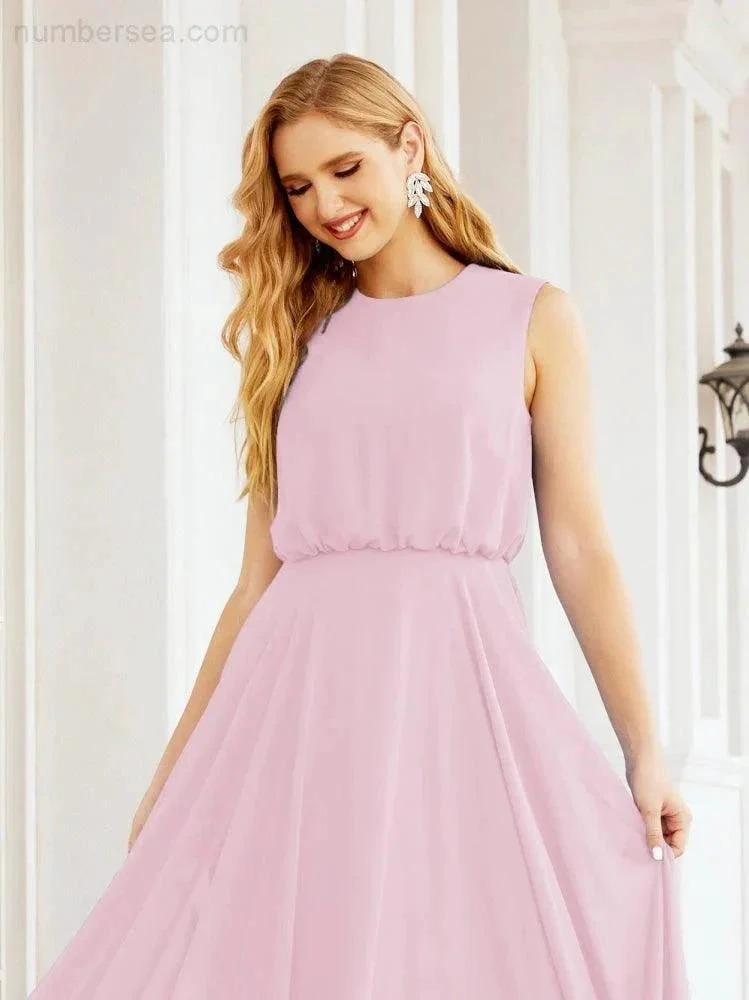 Numbersea Sleeveless Long Bridesmaid Dress A line Formal Evening Prom Gown 28025 - Image 155
