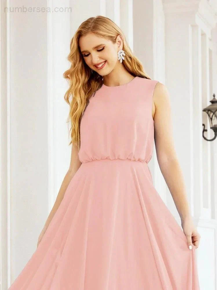 Numbersea Sleeveless Long Bridesmaid Dress A line Formal Evening Prom Gown 28025 - Image 159