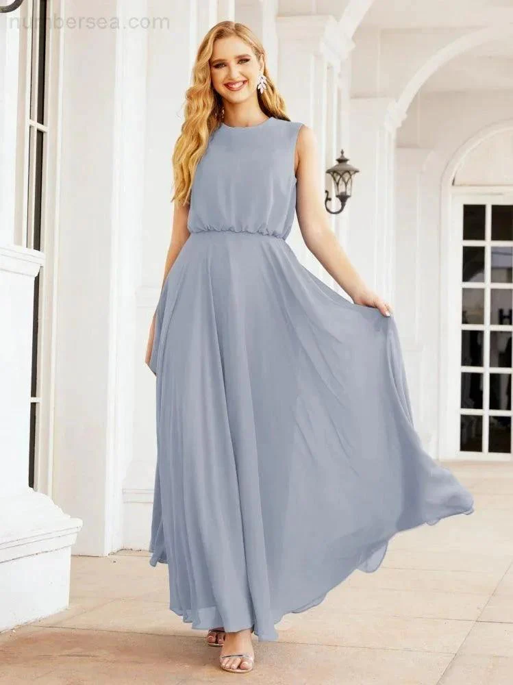 Numbersea Sleeveless Long Bridesmaid Dress A line Formal Evening Prom Gown 28025 - Image 16