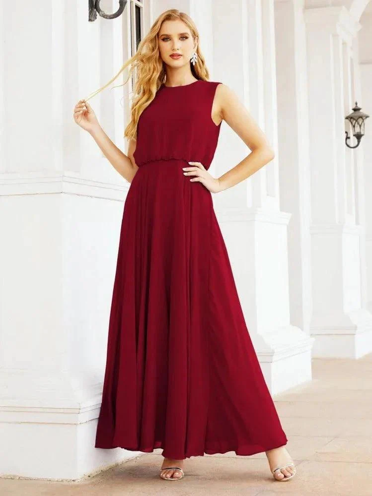 Numbersea Sleeveless Long Bridesmaid Dress A line Formal Evening Prom Gown 28025 - Image 161