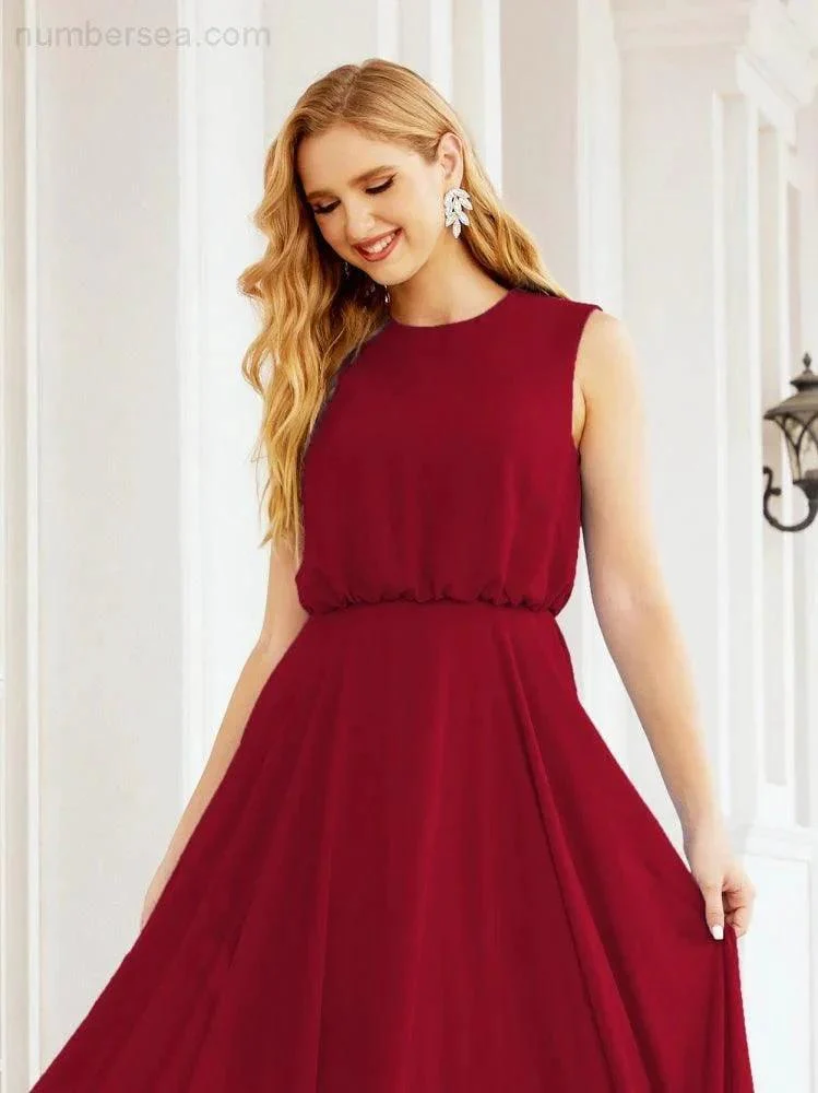 Numbersea Sleeveless Long Bridesmaid Dress A line Formal Evening Prom Gown 28025 - Image 163