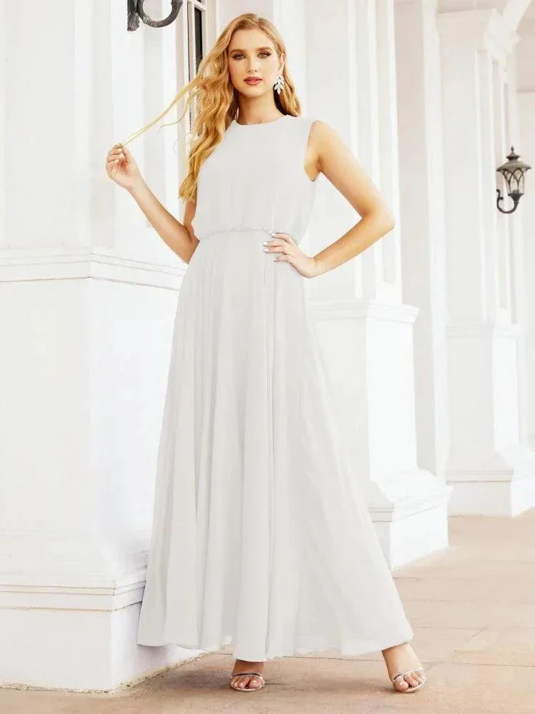 Numbersea Sleeveless Long Bridesmaid Dress A line Formal Evening Prom Gown 28025 - Image 165