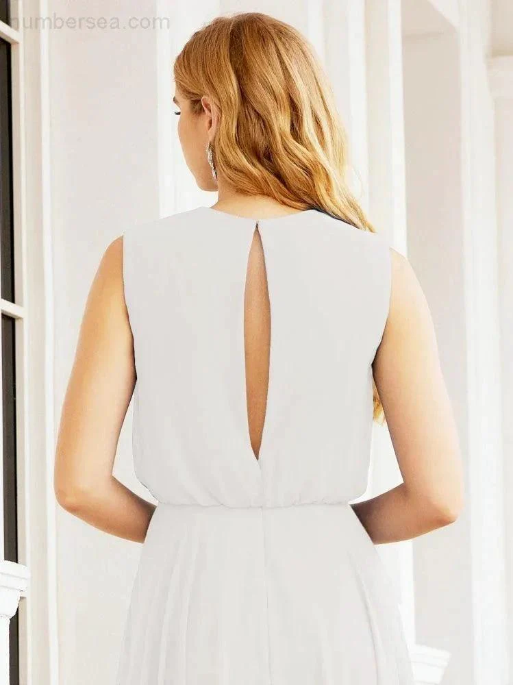 Numbersea Sleeveless Long Bridesmaid Dress A line Formal Evening Prom Gown 28025 - Image 166