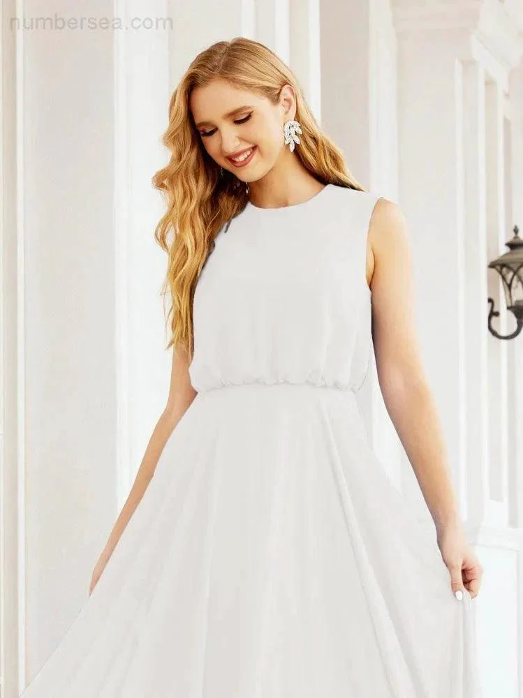 Numbersea Sleeveless Long Bridesmaid Dress A line Formal Evening Prom Gown 28025 - Image 167