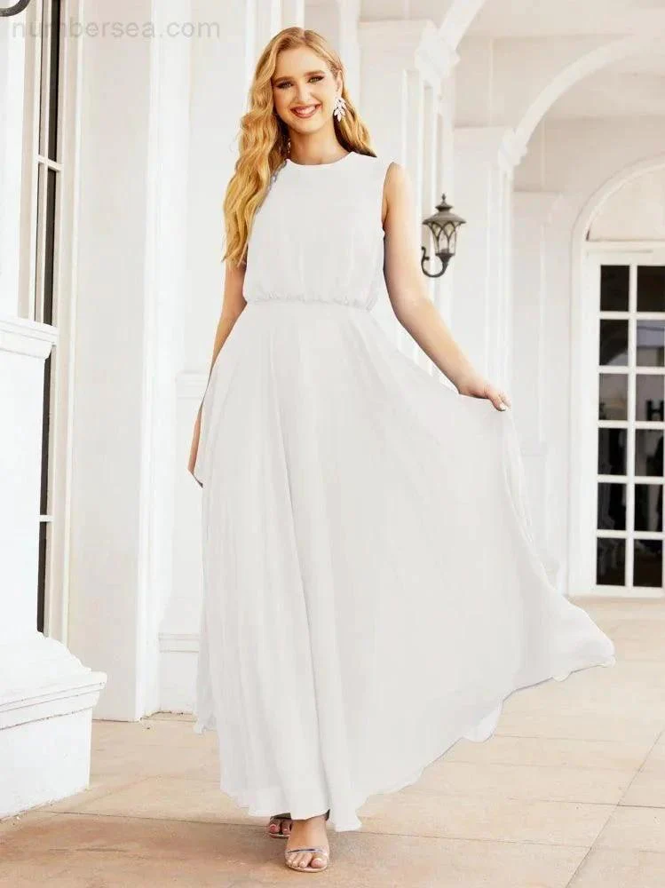 Numbersea Sleeveless Long Bridesmaid Dress A line Formal Evening Prom Gown 28025 - Image 168