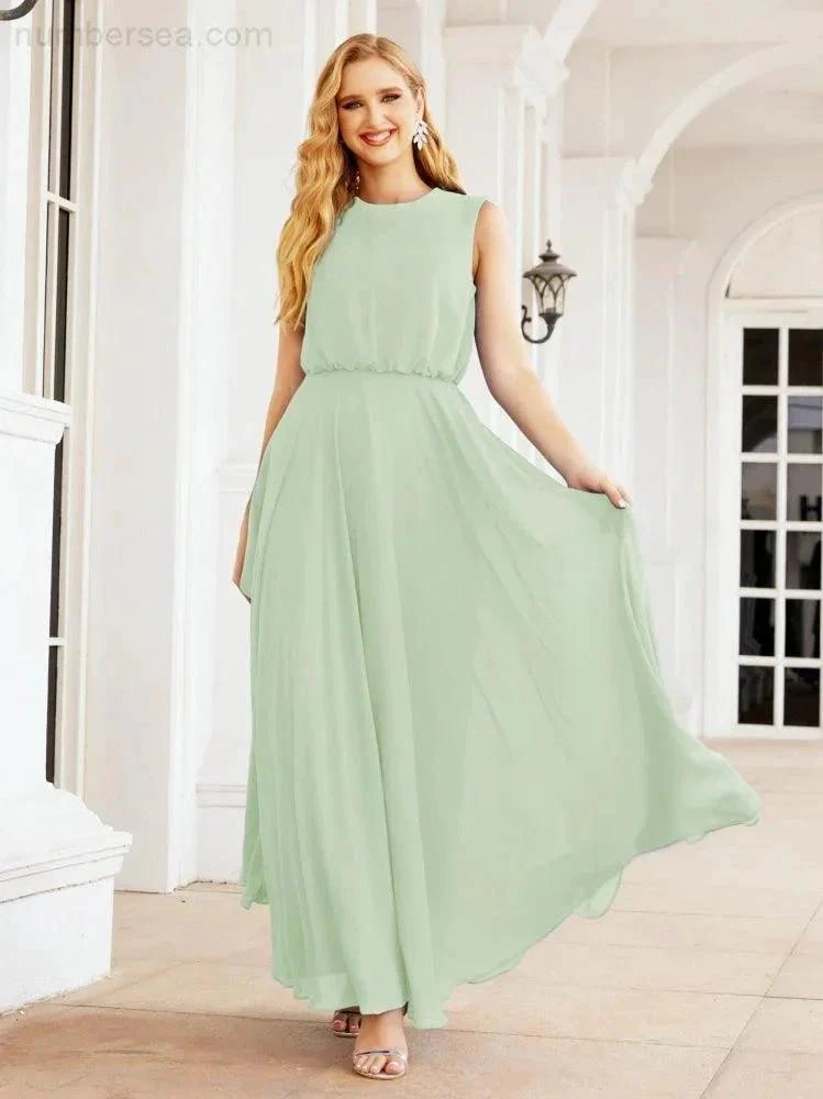 Numbersea Sleeveless Long Bridesmaid Dress A line Formal Evening Prom Gown 28025 - Image 20