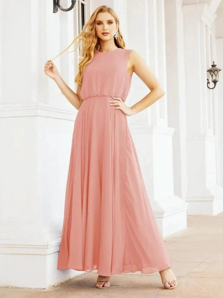 Numbersea Sleeveless Long Bridesmaid Dress A line Formal Evening Prom Gown 28025 - Image 21