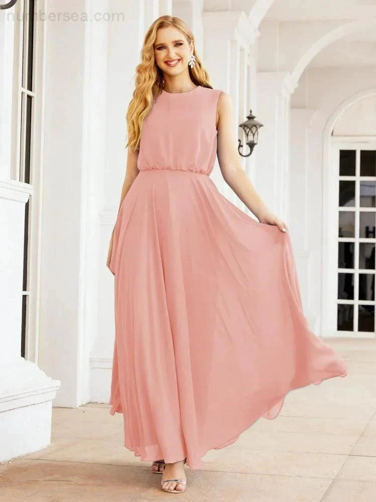 Numbersea Sleeveless Long Bridesmaid Dress A line Formal Evening Prom Gown 28025 - Image 24