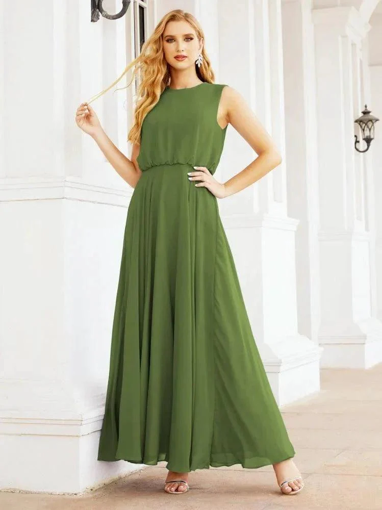 Numbersea Sleeveless Long Bridesmaid Dress A line Formal Evening Prom Gown 28025 - Image 25
