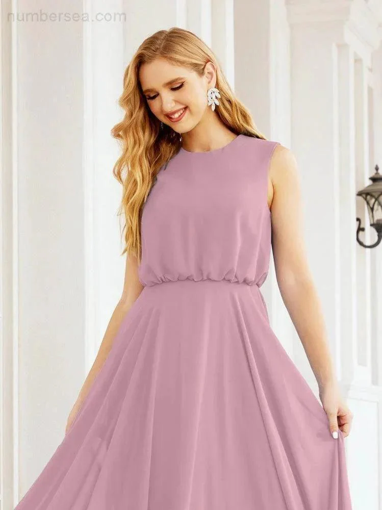 Numbersea Sleeveless Long Bridesmaid Dress A line Formal Evening Prom Gown 28025 - Image 3