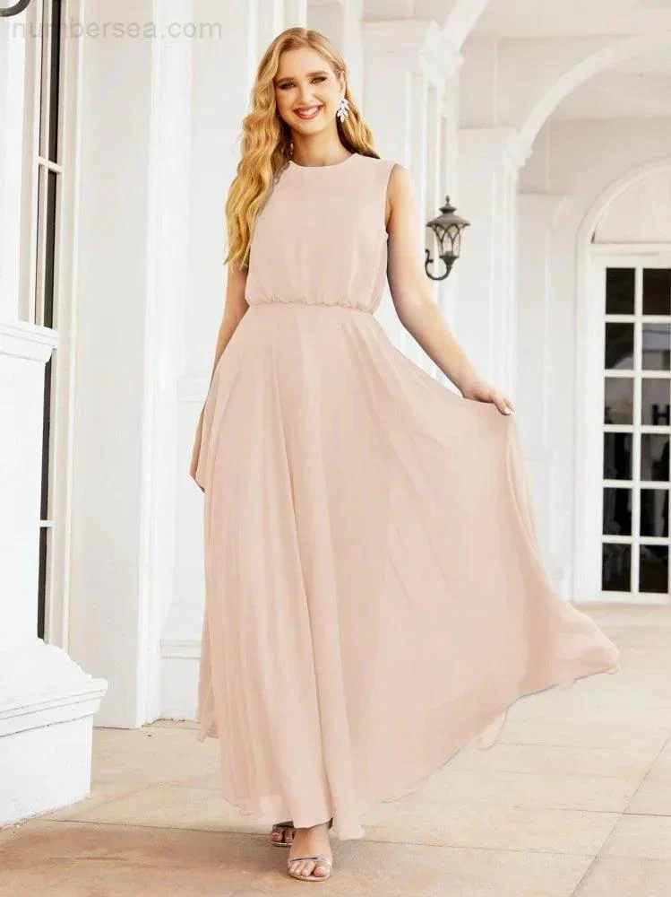 Numbersea Sleeveless Long Bridesmaid Dress A line Formal Evening Prom Gown 28025 - Image 32