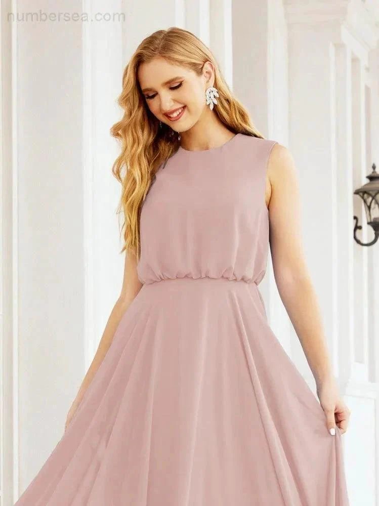 Numbersea Sleeveless Long Bridesmaid Dress A line Formal Evening Prom Gown 28025 - Image 35