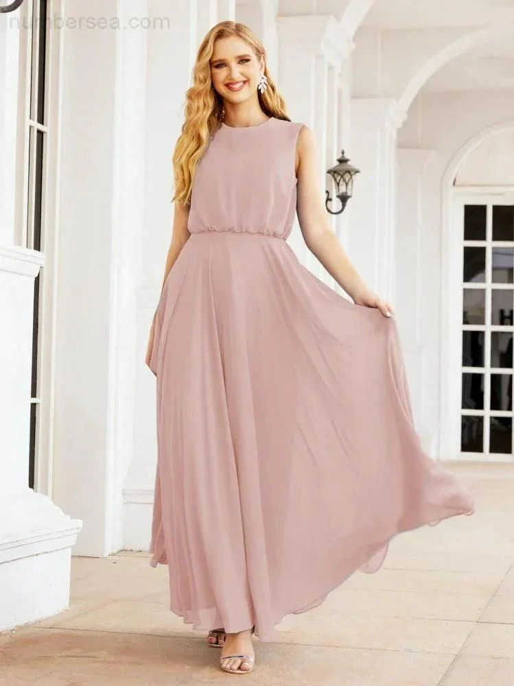 Numbersea Sleeveless Long Bridesmaid Dress A line Formal Evening Prom Gown 28025 - Image 36