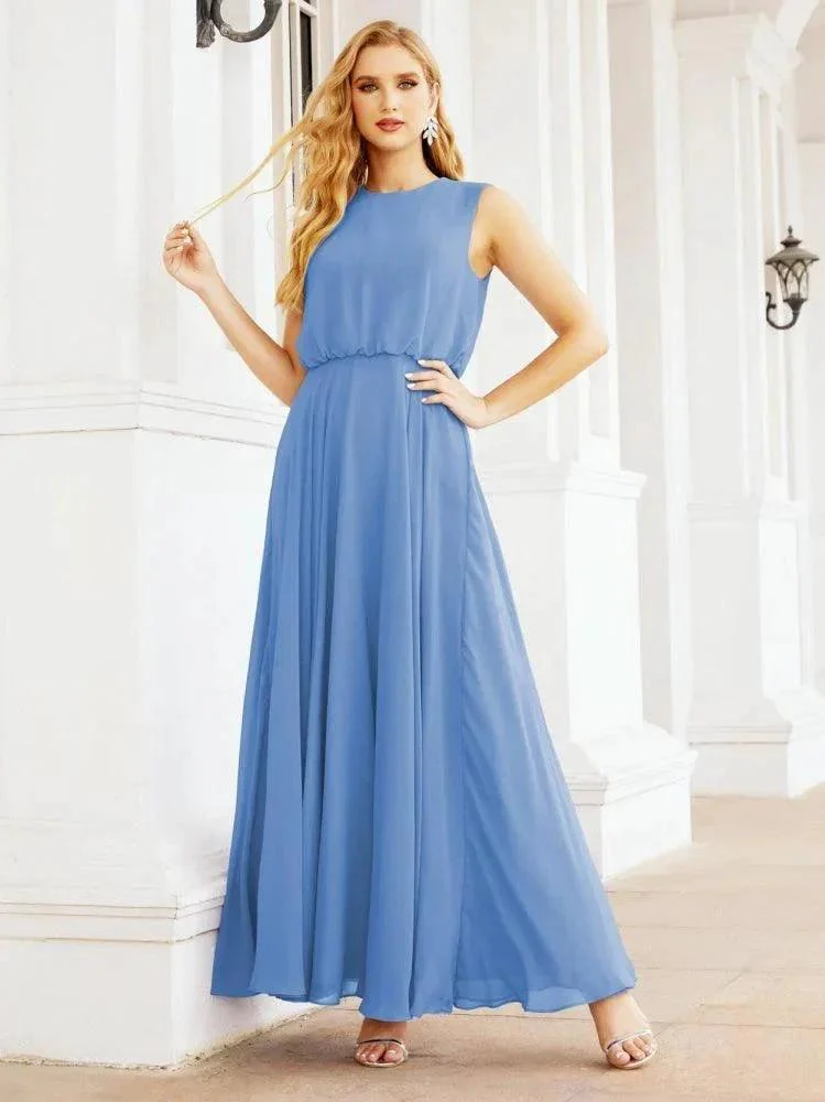 Numbersea Sleeveless Long Bridesmaid Dress A line Formal Evening Prom Gown 28025 - Image 37