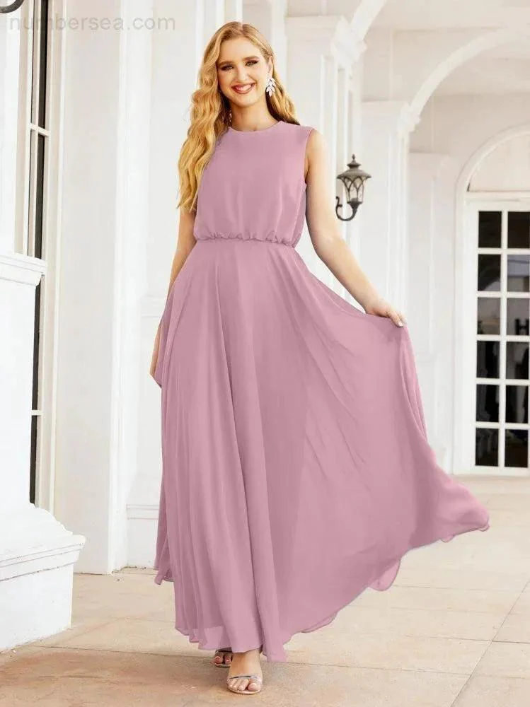 Numbersea Sleeveless Long Bridesmaid Dress A line Formal Evening Prom Gown 28025 - Image 4