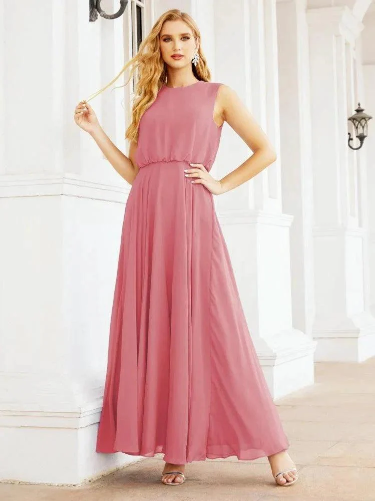 Numbersea Sleeveless Long Bridesmaid Dress A line Formal Evening Prom Gown 28025 - Image 41