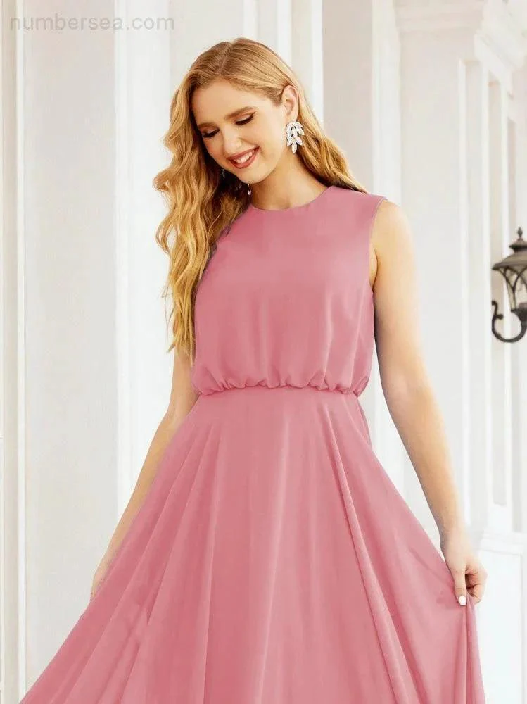 Numbersea Sleeveless Long Bridesmaid Dress A line Formal Evening Prom Gown 28025 - Image 43