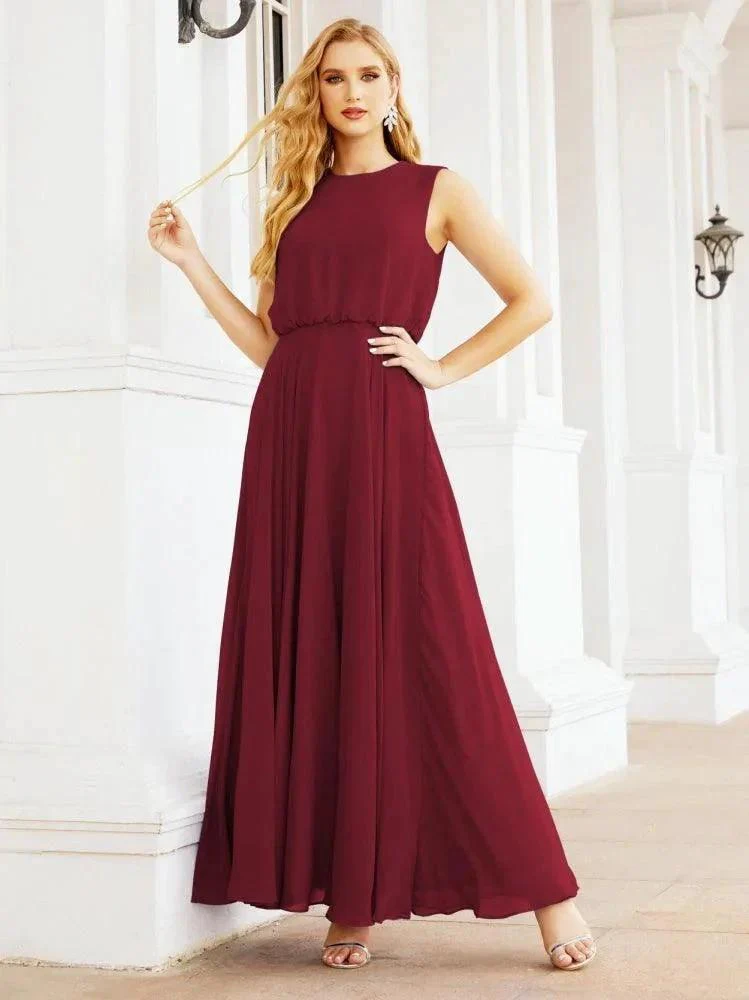 Numbersea Sleeveless Long Bridesmaid Dress A line Formal Evening Prom Gown 28025 - Image 45