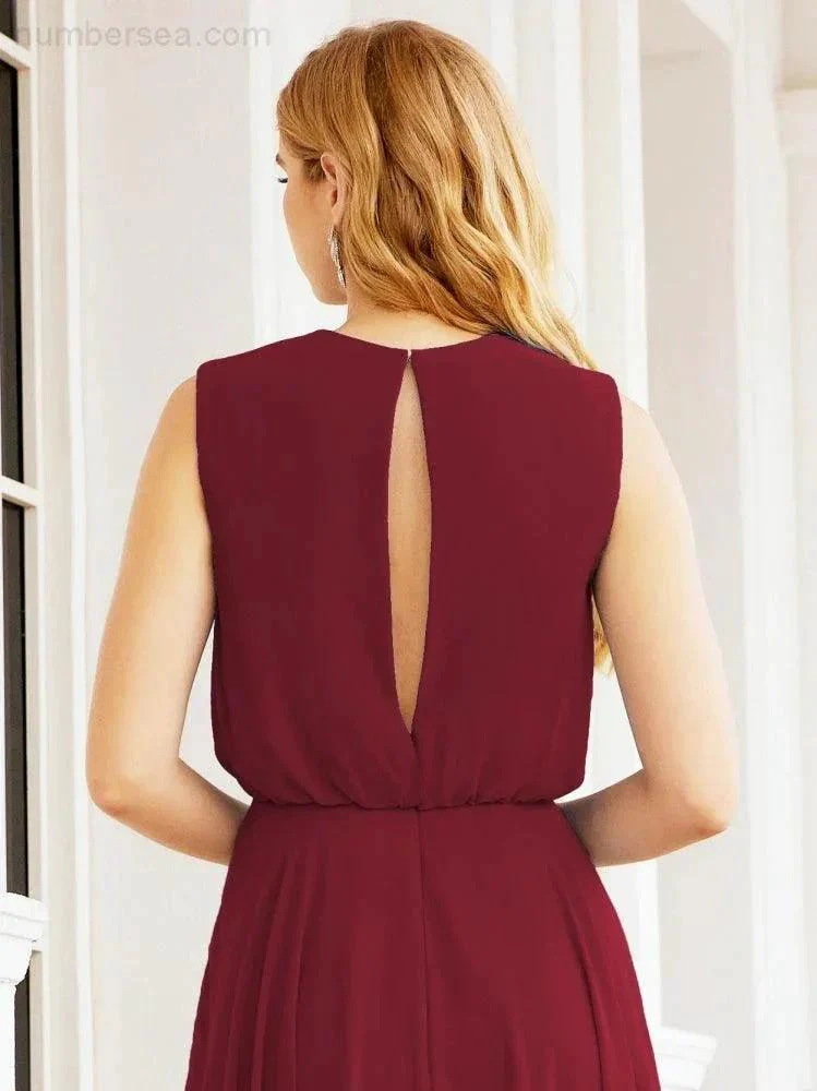 Numbersea Sleeveless Long Bridesmaid Dress A line Formal Evening Prom Gown 28025 - Image 46