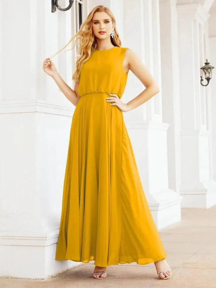 Numbersea Sleeveless Long Bridesmaid Dress A line Formal Evening Prom Gown 28025 - Image 5