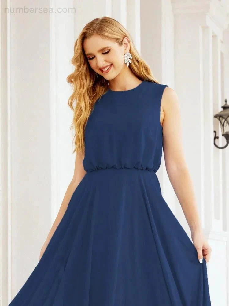 Numbersea Sleeveless Long Bridesmaid Dress A line Formal Evening Prom Gown 28025 - Image 51