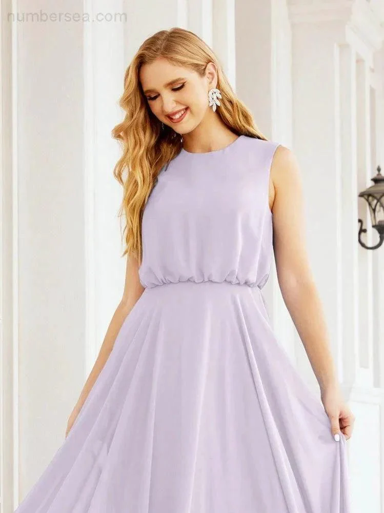 Numbersea Sleeveless Long Bridesmaid Dress A line Formal Evening Prom Gown 28025 - Image 55