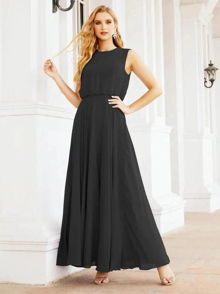 Numbersea Sleeveless Long Bridesmaid Dress A line Formal Evening Prom Gown 28025 - Image 57