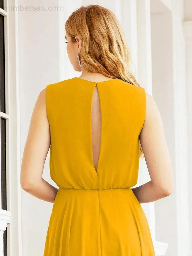 Numbersea Sleeveless Long Bridesmaid Dress A line Formal Evening Prom Gown 28025 - Image 6