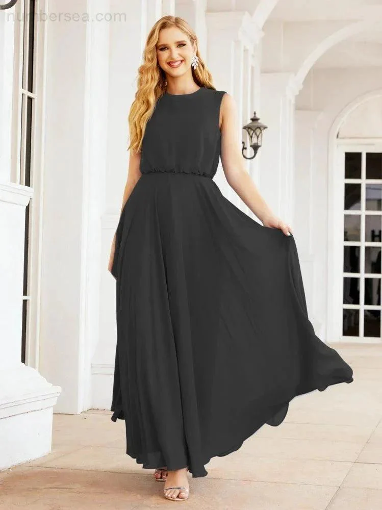 Numbersea Sleeveless Long Bridesmaid Dress A line Formal Evening Prom Gown 28025 - Image 60
