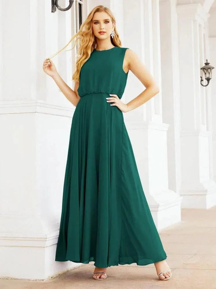 Numbersea Sleeveless Long Bridesmaid Dress A line Formal Evening Prom Gown 28025 - Image 65