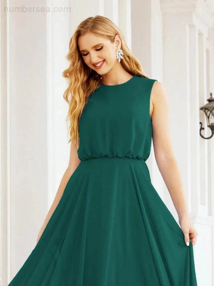 Numbersea Sleeveless Long Bridesmaid Dress A line Formal Evening Prom Gown 28025 - Image 67