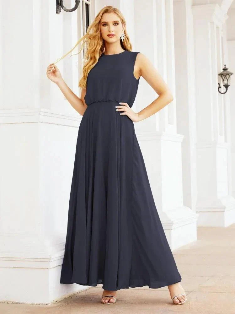 Numbersea Sleeveless Long Bridesmaid Dress A line Formal Evening Prom Gown 28025 - Image 69