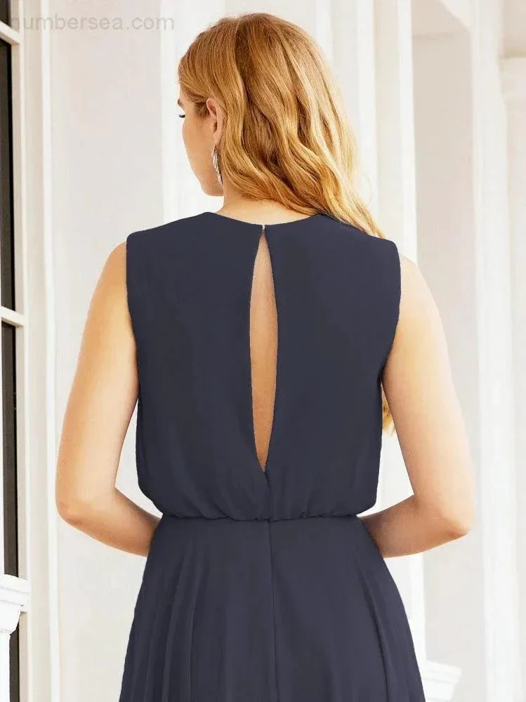 Numbersea Sleeveless Long Bridesmaid Dress A line Formal Evening Prom Gown 28025 - Image 70