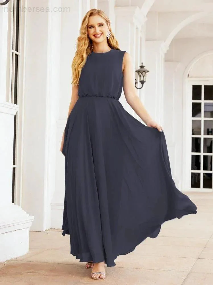 Numbersea Sleeveless Long Bridesmaid Dress A line Formal Evening Prom Gown 28025 - Image 72