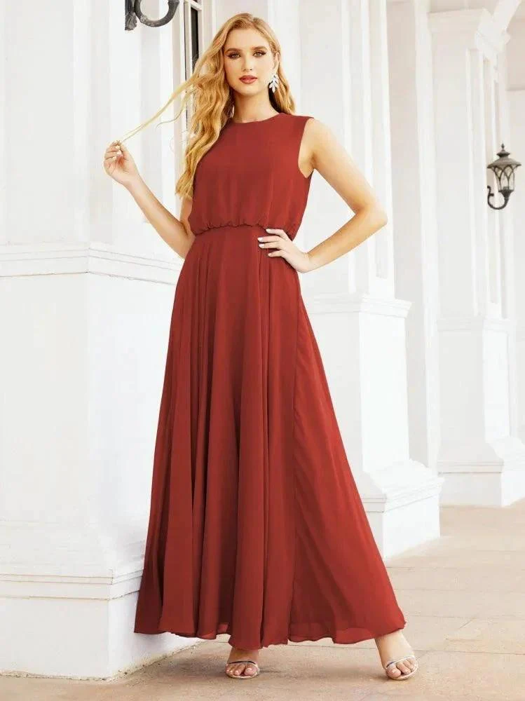 Numbersea Sleeveless Long Bridesmaid Dress A line Formal Evening Prom Gown 28025 - Image 73