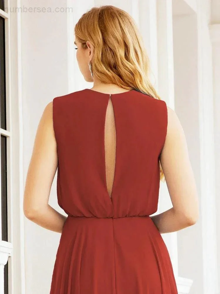 Numbersea Sleeveless Long Bridesmaid Dress A line Formal Evening Prom Gown 28025 - Image 74