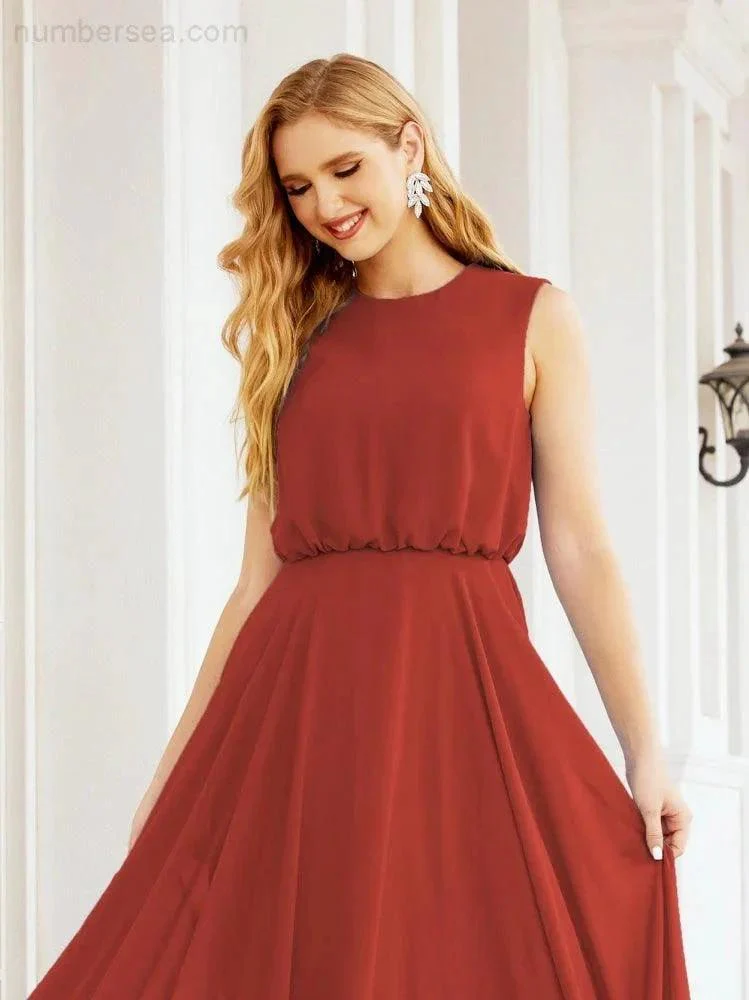 Numbersea Sleeveless Long Bridesmaid Dress A line Formal Evening Prom Gown 28025 - Image 75