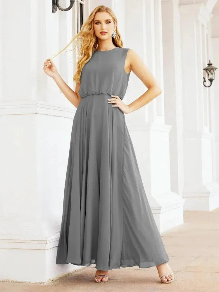 Numbersea Sleeveless Long Bridesmaid Dress A line Formal Evening Prom Gown 28025 - Image 77