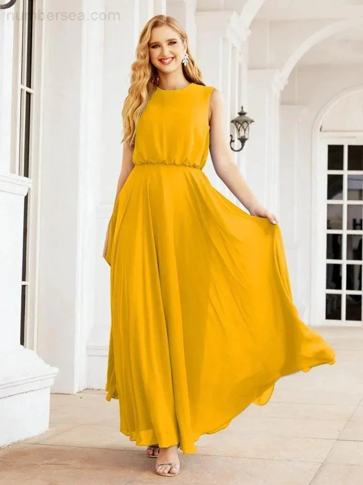 Numbersea Sleeveless Long Bridesmaid Dress A line Formal Evening Prom Gown 28025 - Image 8