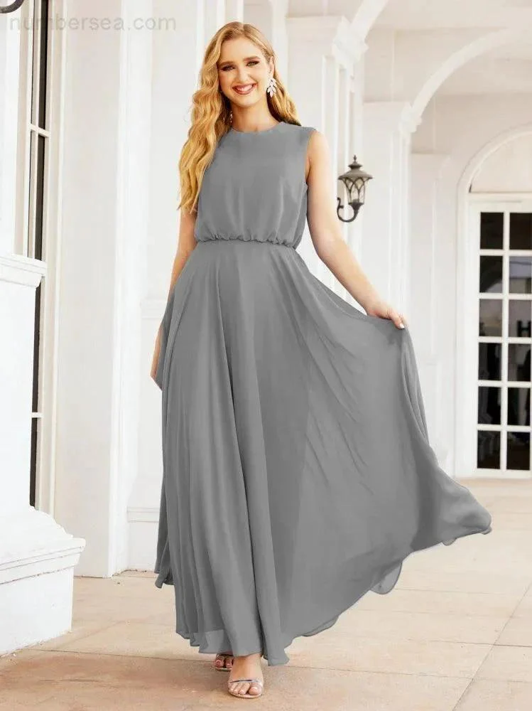 Numbersea Sleeveless Long Bridesmaid Dress A line Formal Evening Prom Gown 28025 - Image 80